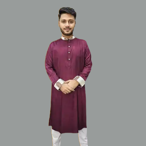 Premium Contrast Embroidery Panjabi-4